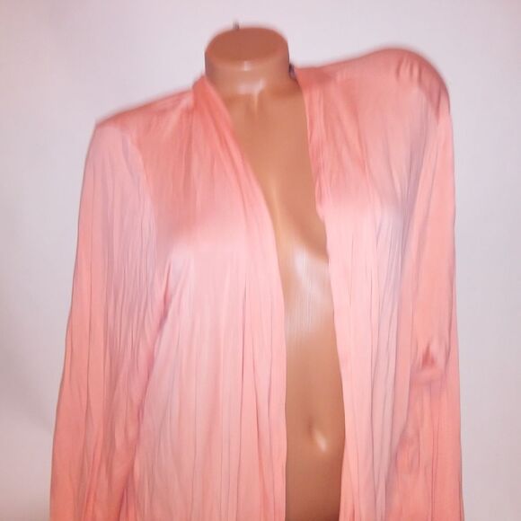 Lands End Cardigan Womens Plus Size 2X 20W 22W Orange Solid Pockets Long Sleeve - Picture 4 of 9